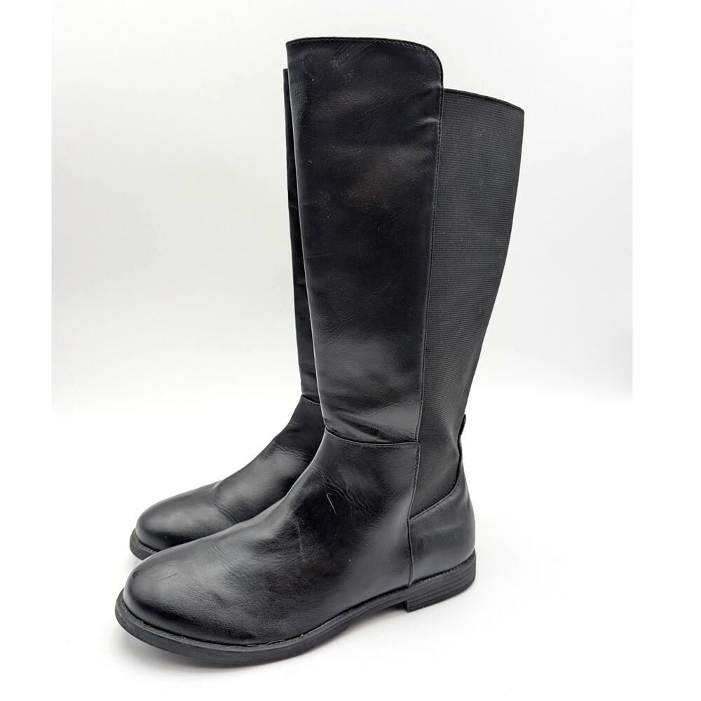 Steve Madden JGRaffy Knee High Riding Boots Side Zip Women's Black Sz US6 EU36.5